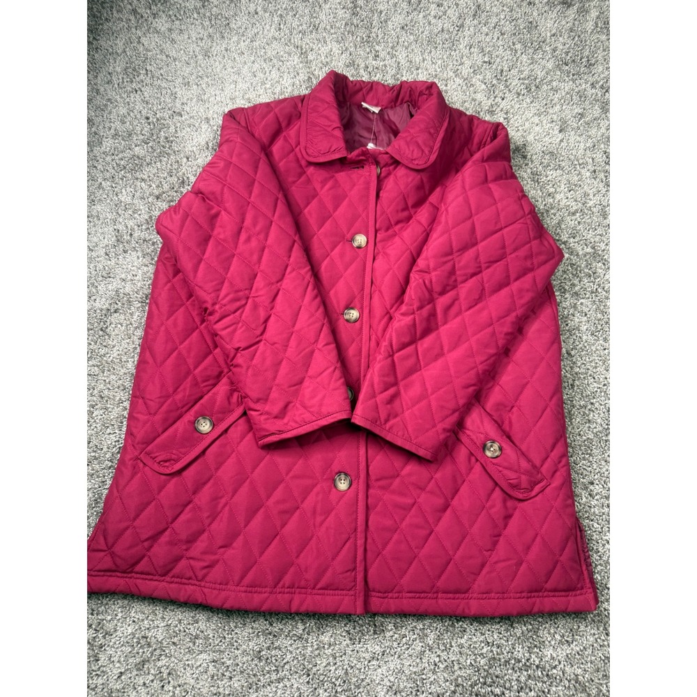 Vintage Blair Quilted Barn Coat Womens XL 18 Pink Long Jacket Grandmacore